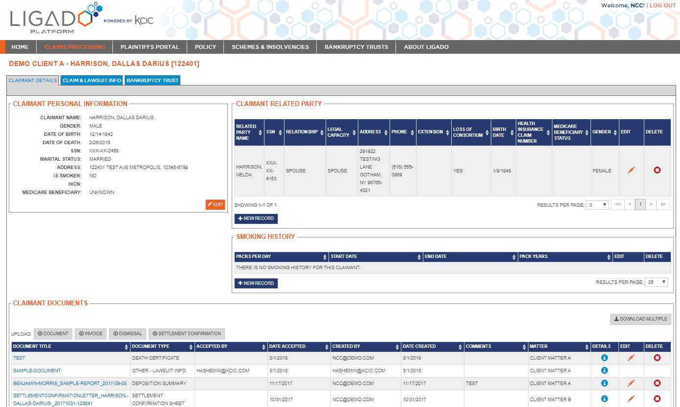 The claim level detail page allows you to edit/view/delete hundreds of data points in real-time. 